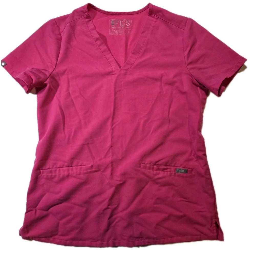 Figs Technical Collection Pink Color Scrubs Top Women's Size Small medical